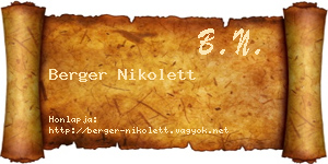 Berger Nikolett névjegykártya